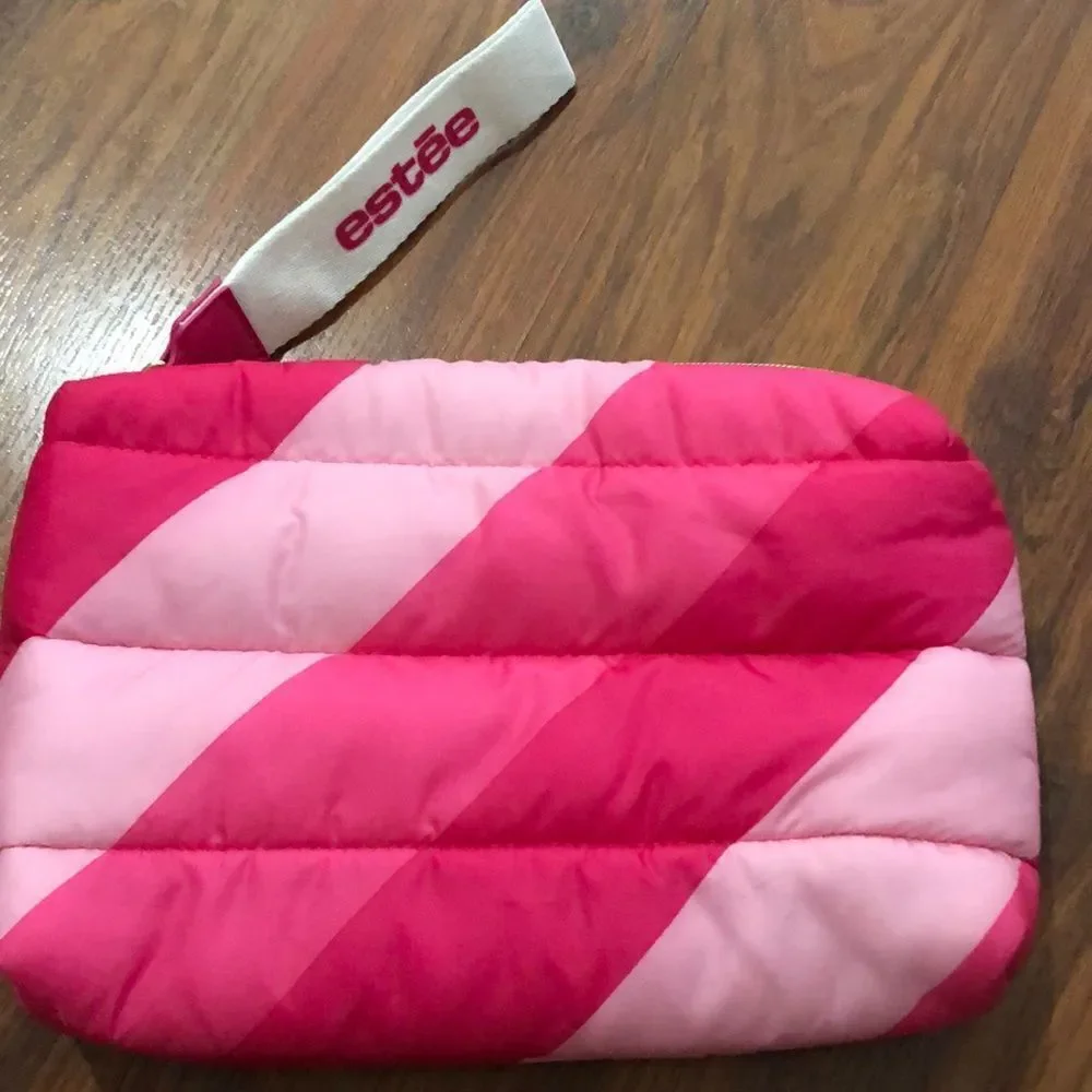 NEW Estee Lauder puffer recycled cosmetic bag Wristlet.